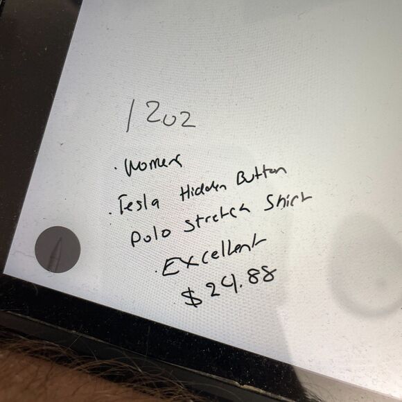 Tesla Performance Stretch Polo Shirt Womens Large Black Hidden Button Ladies - Picture 11 of 12